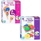 Kit 2 Brinquedo Educativo Interativo Sorvete Das Rimas Alfabetização E Prancha De Seleção Peças De Encaixar Madeira