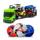 Kit 2 Brinquedos Caminhão Cegonha e Bola de Futebol Infantil