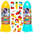 Kit 2 Brinquedos Didático Blocos e Peças Montar Encaixar Leg Foguete 212 Peças