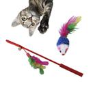 Kit 2 Brinquedos Pet Gatos Ratinho Feltro Varinha Recreação Kit 2 Brinquedos Pet Gatos Ratinho Feltro Varinha Recreação