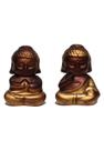 Kit 2 Buda Hindu Tibetano Tailandês Em Cerâmica Dourado 17cm