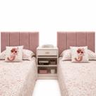 Kit 2 Cabeceiras Estofadas Solteiro 90 cm Veludo Isis para Cama Box Infantil Rosa Kit 2 Cabeceiras Estofadas Solteiro 90 cm Veludo Isis para Cama Box Infantil Rosa