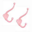 Kit 2 Cabide Rosa Duplo Com Dois Ganchos