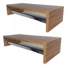 Kit 2 Cabideiro Prateleira Araras Roupas MDF 60x25 Amadeirado