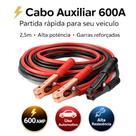 Kit 2 Cabo Para Recarga de Bateria 600A 2,5m Automotivo Garras Reforçadas
