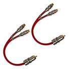 Kit 2 cabo y rca blindado vermelho 2 femea 1 machos e-tech para som automotivo Kit 2 cabo y rca blindado vermelho 2 femea 1 machos e-tech para som automotivo