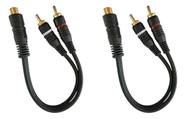 Kit 2 cabo y rca preto 1f 2m permak ouro para som automotivo