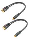Kit 2 cabo y rca preto 2f 1m permak ouro para som automotivo Kit 2 cabo y rca preto 2f 1m permak ouro para som automotivo