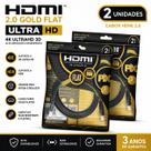 Kit 2 Cabos HDMI 2.0 4K Ultra HD de Alta Velocidade para TV e Console