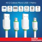 Kit 2 Cabos Micro USB Rapido Turbo Power Kaidi 1 Metro para Android Branco KD-305