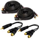 Kit 2 Cabos Rca 5 Metros e 2 Y 2 Femeas 1 Macho Para Modulo