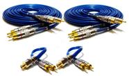 Kit 2 Cabos RCA Blindado 5 Metros e 2 Y 2M/1F Banhado a Ouro