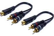 Kit 2 Cabos RCA Y 2 Machos e 1 Fêmea Para Módulo Som automotivo 2M 1F Material Resistente Reforçado
