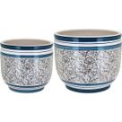 Kit 2 Cachepô Cerâmica Azul Vaso Decorativo Enfeite Casa Kit 2 Cachepô Cerâmica Azul Vaso Decorativo Enfeite Casa