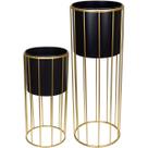 Kit 2 Cachepô Vaso Decorativo Planta HomeCo Metal Preto Kit 2 Cachepô Vaso Decorativo Planta HomeCo Metal Preto