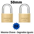 Kit 2 Cadeado Pado 50mm Mesmo Segredos Iguais Mesma Chave