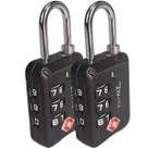 Kit 2 Cadeados 30z Papaiz Com 3 Dígitos Secretos Tsa Zamac Preto