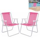 Kit 2 Cadeira Alta Sannet Em Alumínio Para Praia Camping Piscina Jardim Rosa - Mor