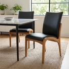 Kit 2 Cadeira Aura Estofada Estrutura Em Madeira Maciça material sintético Preto Conforto Para Sala De Jantar Mobília Decor