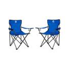 Kit 2 Cadeira Azul Camping Pesca Praia Dobrável Porta Copo C/ Bolsa Suporta até 150kg