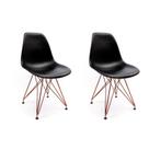 kit 2 Cadeira Charles Eames Ferro Cobre Assento Preto