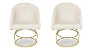 Kit 2 Cadeira De Jantar Luxo Base De Metal Dourado Sala Esritório Recepção Suede Veludo Porcelana Do Lar Móveis