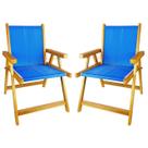 Kit 2 Cadeira De Madeira Dobrável Para Lazer Jardim Praia Piscina Camping Azul - AMZ