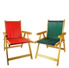 Kit 2 Cadeira De Madeira Dobrável Para Lazer Jardim Praia Piscina Camping Vermelho E Verde - AMZ