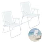 Kit 2 Cadeira de Praia Alta Piscina Jardim Aço Branca 110Kg - 2058 Mor