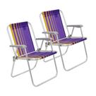 Kit 2 Cadeira De Praia Camping Alumínio Roxo Tramontina
