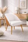 Kit 2 Cadeira Decorativa Lua para Sala de Estar ou Recepção Tecido Linho com Encosto material sintético Cappuccino Cor:Off White