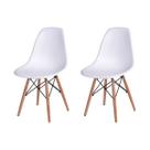 Kit 2 Cadeira Eames Design Base Madeira Assento Branca