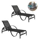 Kit 2 Cadeira Espreguiçadeira Piscina Jardim Resistente Aluminio Tela Sling