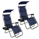 Kit 2 Cadeira Gravidade Zero Aluí Garden Espreguiçadeira Reclinável Dobrável Tapa Sol Porta Copos -