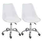 Kit 2 Cadeira Home Office Leda Giratória, Assento em Polipropileno com Almofada, Base Cromada com Rodízios, Regulagem de Altura,Branco