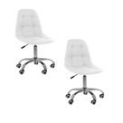 Kit 2 Cadeira Office Eiffel Botonê Ajustável Base Giratória Branco Kit 2 Cadeira Office Eiffel Botonê Ajustável Base Giratória Branco