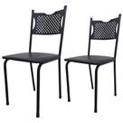 Kit 2 Cadeira para Cozinha MC Tubular Almofadada Estrutura Preta com Assento Preto