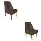 Kit 2 Cadeira Para Sala De Jantar Escritório Estofada Berlim Retro Suede Marrom Eli Móveis e Decoração