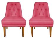 Kit 2 Cadeira Para Sala De Jantar Escritório Estofada Berlim Retro Suede Rosa Pink Eli Móveis e Decoração