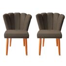Kit 2 Cadeira Poltrona Sala de Jantar Penteadeira Reforçada Decorativa Pétala Suede