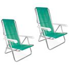 Kit 2 Cadeira Praia Reclinável 8 Posições Alumínio Mor Verde Kit 2 Cadeira Praia Reclinável 8 Posições Alumínio Mor Verde