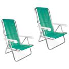 Kit 2 Cadeira Praia Reclinável 8 Posições Alumínio Mor Verde