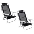 Kit 2 Cadeira Reclinável Sunny 6 Posições Alumíno Praia Piscina Camping Preta - 063007 Belfix
