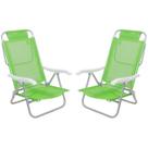 Kit 2 Cadeira Reclinável Sunny 6 Posições Em Alumíno Para Praia Piscina Camping Verde - Belfix
