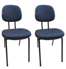 KIT 2 Cadeira Secretaria Fixa Pé Palito JSerrano Azul com Preto para Escritório Recepção Laboratório Auditório