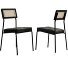 Kit 2 Cadeiras 1741 Lux em Aço Tubular Tecido material sintético Carraro Cor Preto