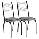 Kit 2 Cadeiras Aço Carbono Tubular Metálica Acabamento D-25 Luana Preto-grafiato
