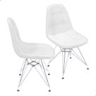Kit 2 Cadeiras Acolchoada Para Mesa Sala De Jantar Branca Base Cromada