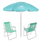 Kit 2 Cadeiras Alta Alumínio + Guarda Sol Bagum 2,4m Verde Mormaii - Belfix