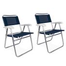 Kit 2 Cadeiras Alumínio Praia Reforçada Até 120Kg Piscina Camping Master - Mor